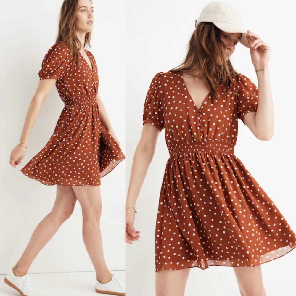 Madewell Brown Polka Dot Mini Dress